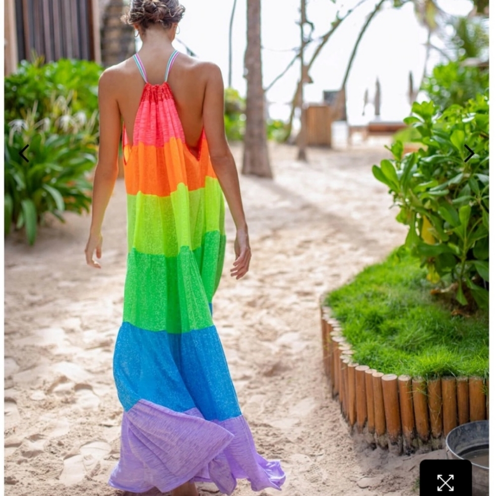 Pitusa Colorblock Maxi Halter Dress Standard Size (M/L/XL) (US sizes 6-14) - Picture 4 of 10